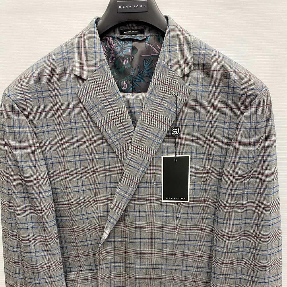 Sean John Grey Plaid Suit